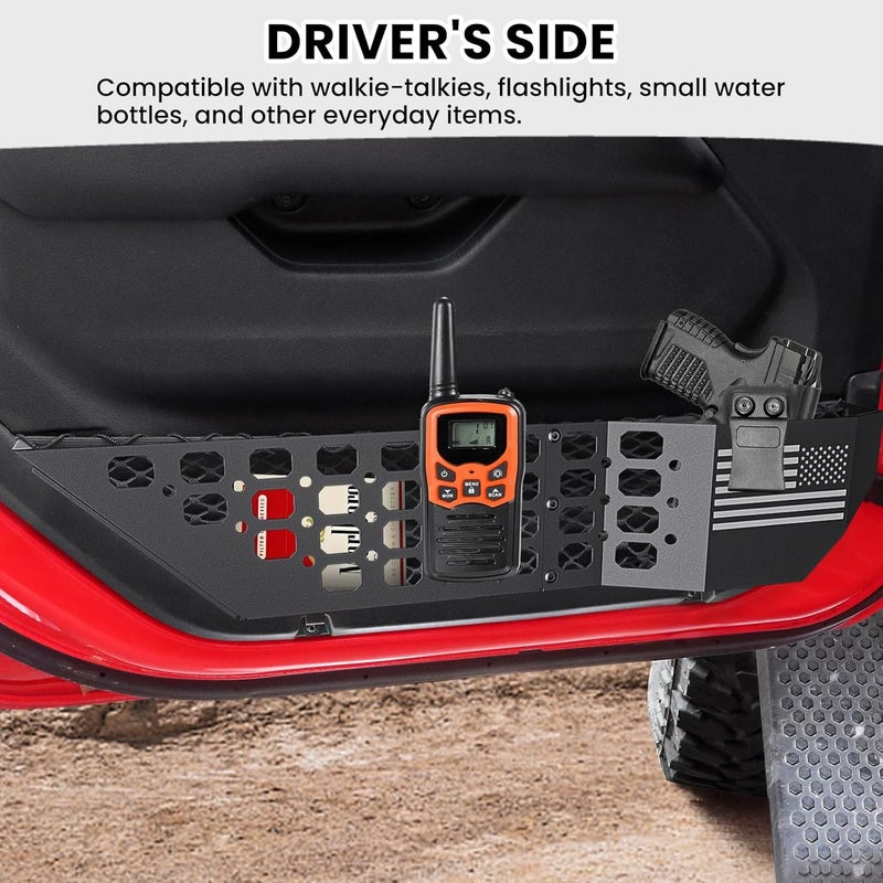 DIAMOOKY Metal Front Door Pocket Storage Box for Jeep Wrangler JL JLU 4XE 2018-2026 & Gladiator JT 2020-2023 2024 2025 2026 Accessories Door Storage Organizer Molle Panels (Not for Power Seats), 2PCS - Image 4